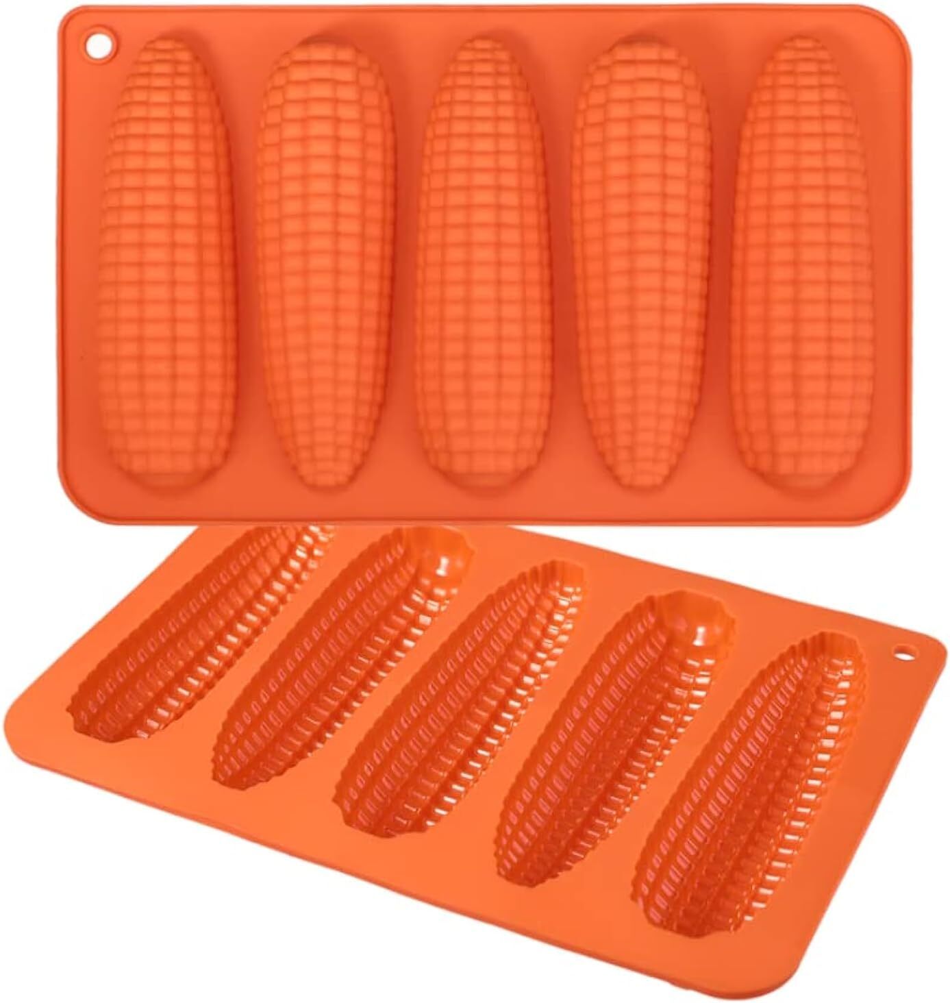 Corn-shaped cornbread made with silicone corn stick baking molds